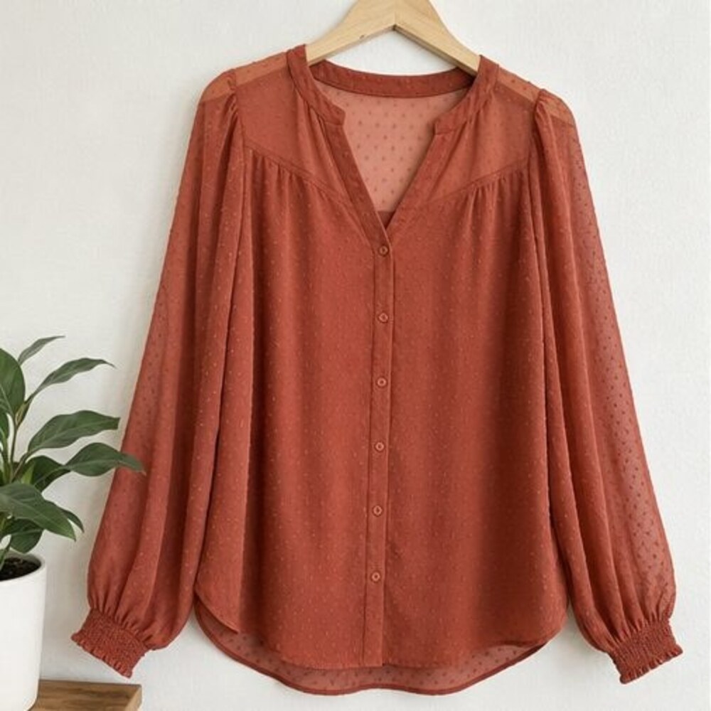 Rust Button Blouse